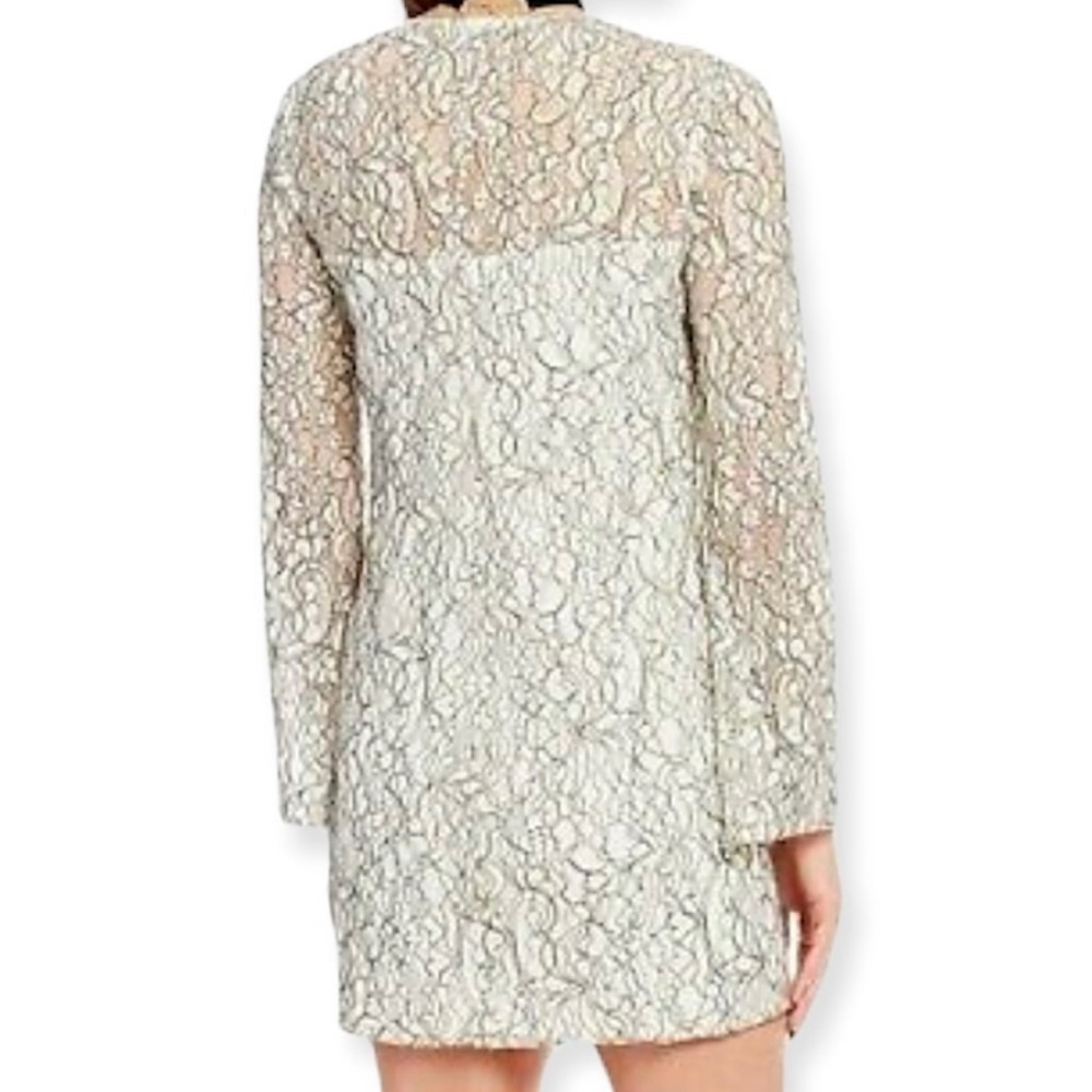 NWOT WAYF Cream Lace Dress with Detailed Black Outline Trim Fully Lined Small - Picture 2 of 8